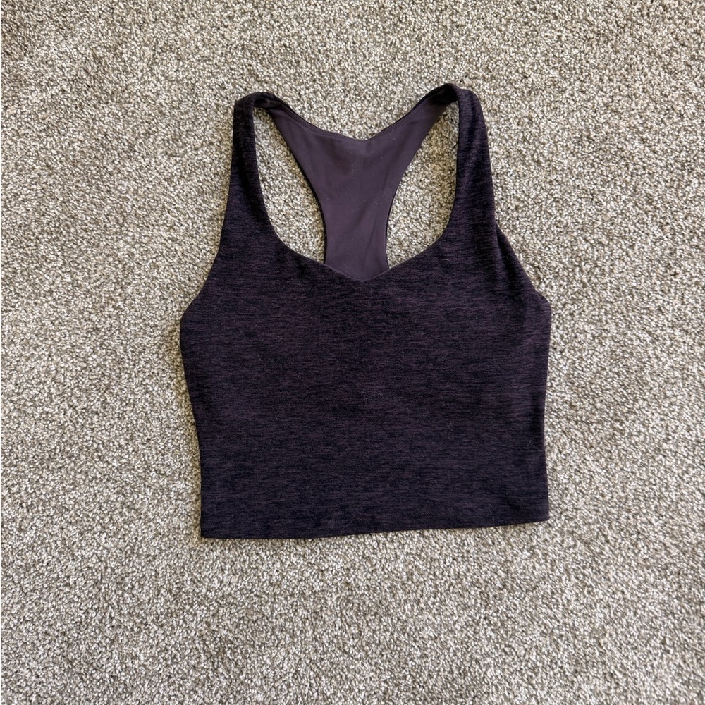 Fabletics Racerback Cropped Sports Tank - Dark Heather Burgundy